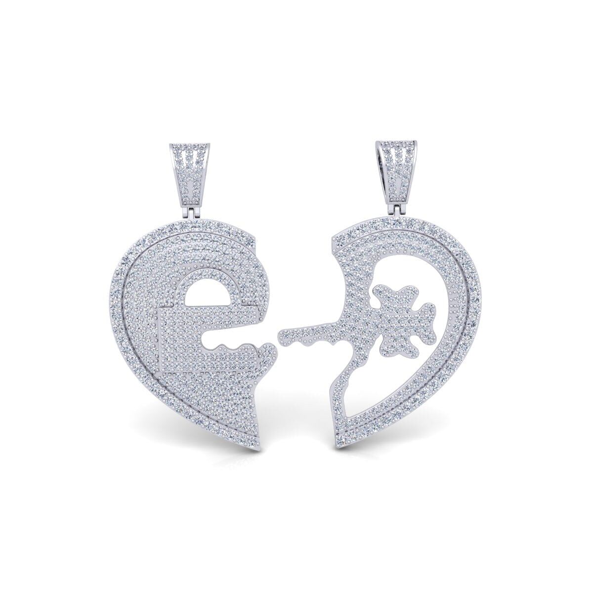 Icedout Diamond Heart Lock Key Pendant